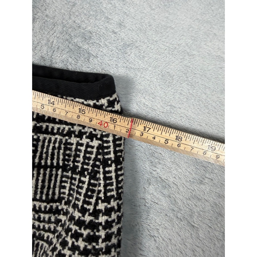 Nanette Lepore Black White Tweed Plaid Ruffle Mini Skirt Size 8 Made in USA - Picture 5 of 6
